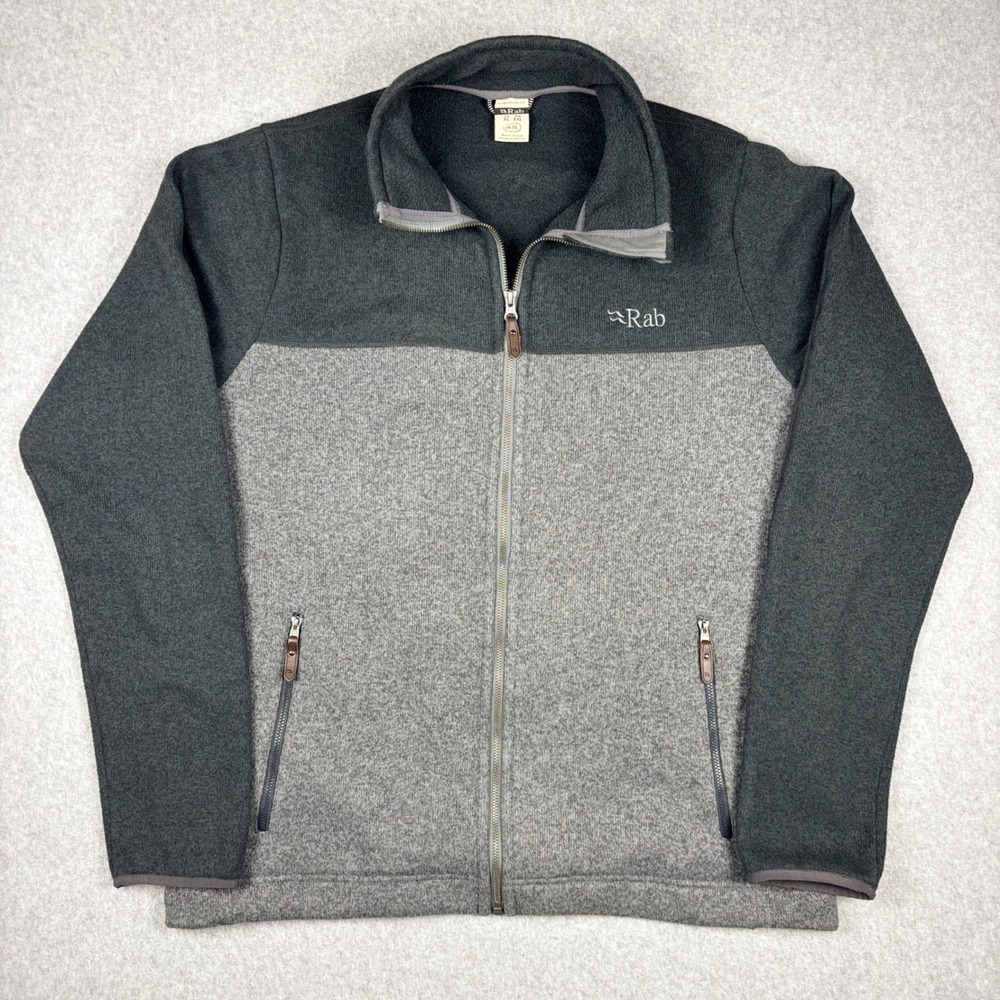 Rab Explorer Jacket Mens XL Gray Full Zip Knit Fleece Sweater QFB-03 Two Tone